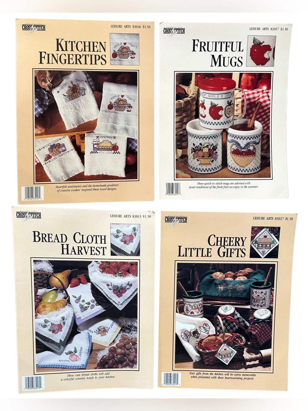 Lot Of 5 Leisure Arts Cross Stitch Lites Patterns Vintage 90’s Cottagecore